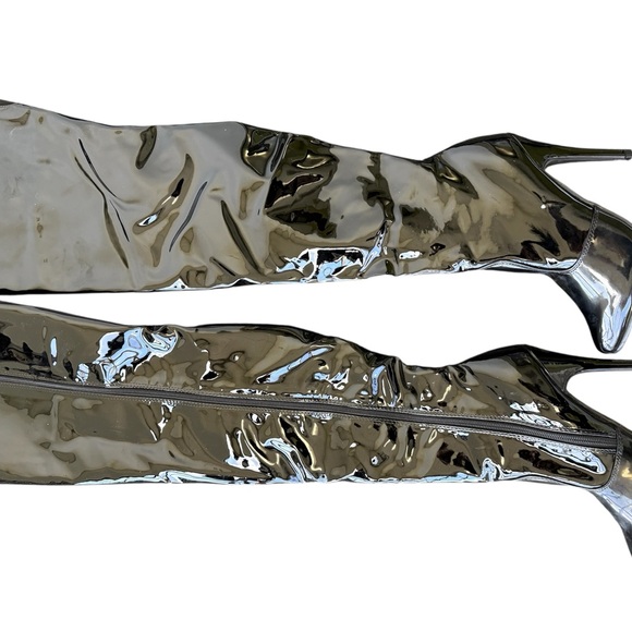 Shiny Metallic Over-the-Knee Boots - Picture 1 of 2